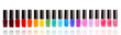 Group of bright nail polishes isolated on white