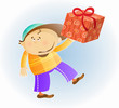 happy boy with a gift box
