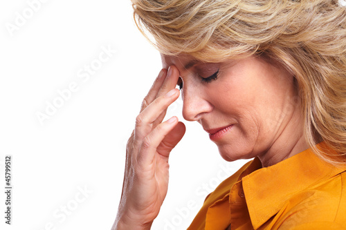 Photo: Senior woman having stress. Senior woman having stress.