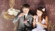 Young family drinking coffee