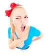 Funny girl with thumb up