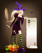 Halloween girl and pumpkin
