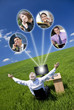 Foto: Businessman Computer Network In Green Field Businessman Computer Network In Green Field