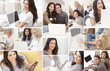 Montage of People Using Laptop Tablet Computer at Home