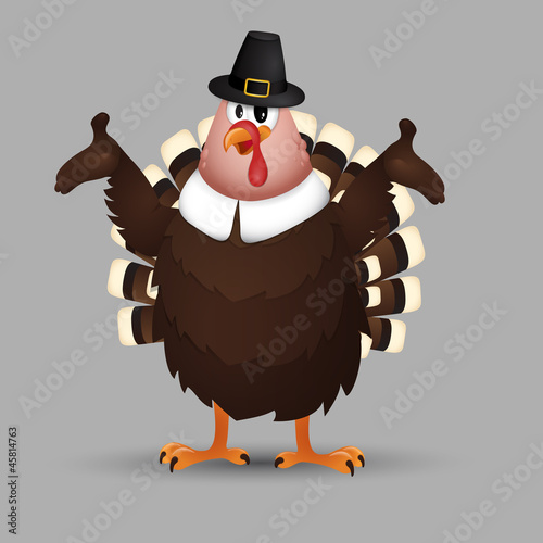 Vector: Smiling turkey in traditional pilgrims'clothes Smiling turkey in traditional pilgrims'clothes