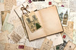 old postcards. vintage travel background