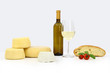 fresh cheese and wine and bread