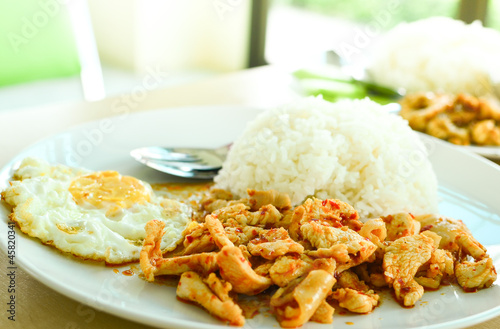 Photo: rice and curry with fried egg rice and curry with fried egg