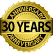 30 years anniversary golden label with ribbon