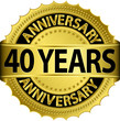 40 years anniversary golden label with ribbon
