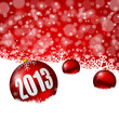 red new years background with snowflakes and christmas balls