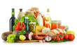 Foto: Composition with variety of grocery products Composition with variety of grocery products