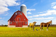 American Countryside Red Farm With Blue Sky