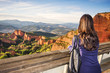A woman in the viewpoint of Orellan, Las Medulas (UNESCO), Spain