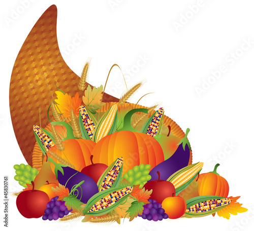 Vector: Thanksgiving Day Fall Harvest Cornucopia Illustration Thanksgiving Day Fall Harvest Cornucopia Illustration