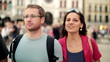 Video: Young couple walking together in the old town, steadycam Young couple walking together in the old town, steadycam