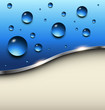 Abstract background with water drops on blue