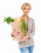 Buying groceries that will boost her health