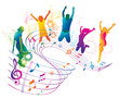 Active Jumping and Dancing People.    Background for Party.