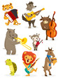 Animals playing intruments, vector illustration