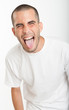 Man sticking tongue