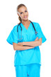 Photo: Young doctor holding her stethoscope around her neck Young doctor holding her stethoscope around her neck