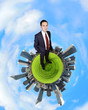 Planet earth against sky background
