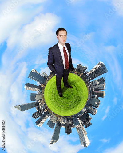 Photo: Planet earth against sky background Planet earth against sky background
