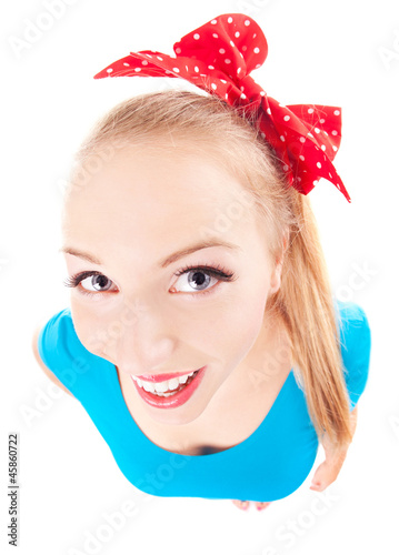 Photo: Cheerful funny girl isolated on white Cheerful funny girl isolated on white