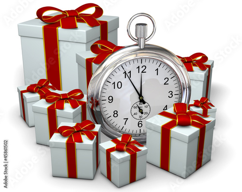 Illustration: Geschenke mit Uhr Geschenke mit Uhr