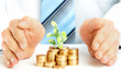 Man hands with coins, investment and money concept