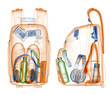Backpack under xray on security control.