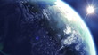Earth rotation with the Sun. 360 degrees. Night and Day.
