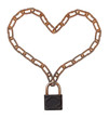 Heart of a metal chain on the lock