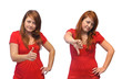 Photo: Young woman and thumb gesture Young woman and thumb gesture