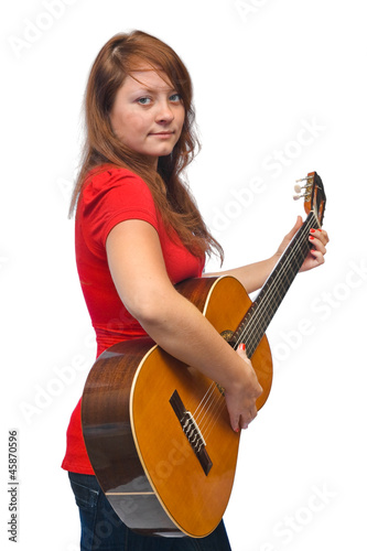 Photo: Young woman and guitar Young woman and guitar