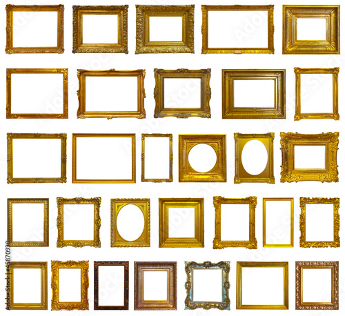 Photo: Set of 30 gold picture frames Set of 30 gold picture frames