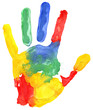 Close up of colored hand print