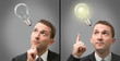Businessman thinking concept with a light bulb