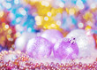 Greeting card with Christmas balls in light lilac design