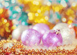 Greeting card with Christmas balls in gold design