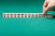 Smooth table surface with a mahjong on it