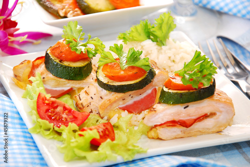 Photo: baked chicken breast filled with ham and cheese baked chicken breast filled with ham and cheese