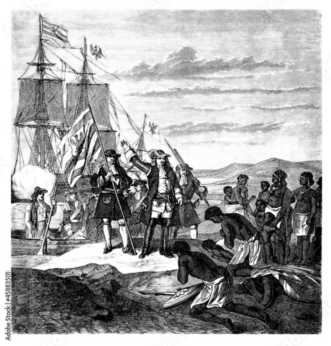 Illustration: Europeans landing in Africa - 17th century Europeans landing in Africa - 17th century