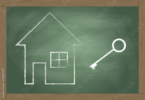 Vector: House and key vector background safety and investment House and key vector background safety and investment