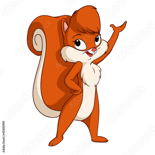 Vector: Cute cartoon squirrel girl greeting pose Cute cartoon squirrel girl greeting pose