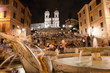 Night view at Piazza di Spagna fountain and trinita dei Monti Ro