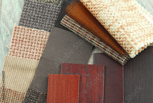 Photo: upholstery texture color and wood samples,decoration planning upholstery texture color and wood samples,decoration planning