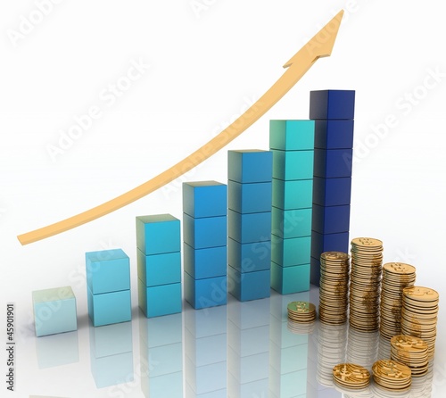 Illustration: Graphic of success concept. 3d render. Graphic of success concept. 3d render.