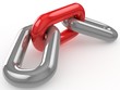3d Single chain link on white background